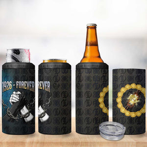 1926 Forever Black History Month 4 in 1 Can Cooler Tumbler Broken Chains Freedom Adinkra Symbol