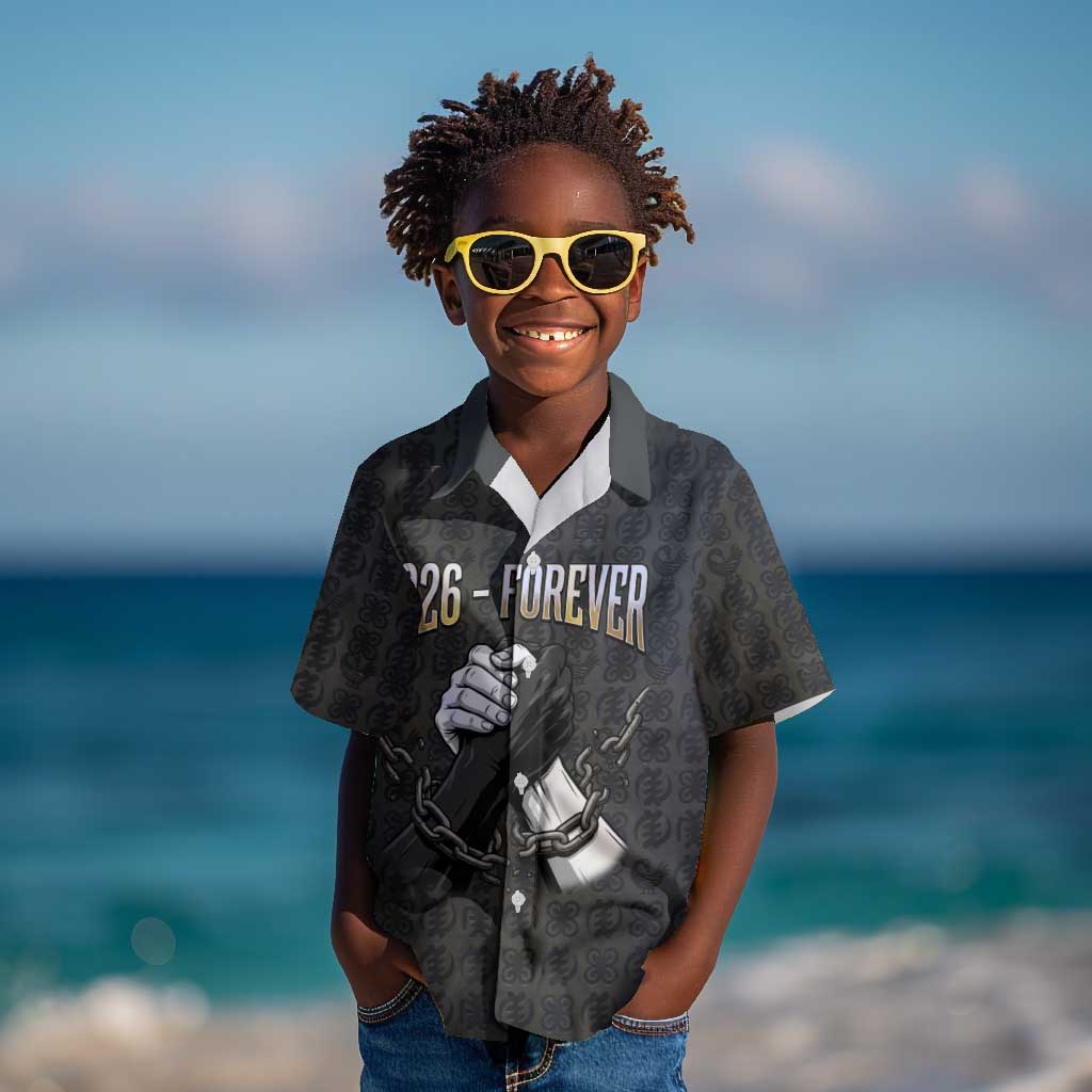 1926 Forever Black History Month Kid Hawaiian Shirt Broken Chains Freedom Adinkra Symbol