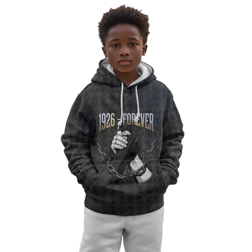 1926 Forever Black History Month Kid Hoodie Broken Chains Freedom Adinkra Symbol