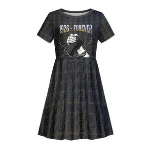 1926 Forever Black History Month Kid Short Sleeve Dress Broken Chains Freedom Adinkra Symbol