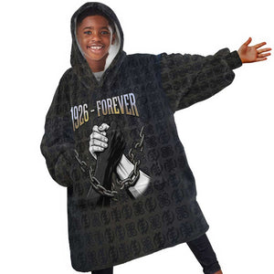 1926 Forever Black History Month Kid Wearable Blanket Hoodie Broken Chains Freedom Adinkra Symbol