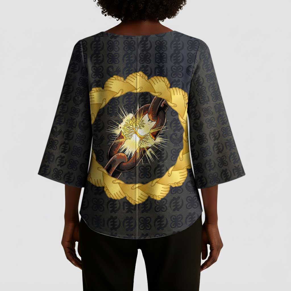 1926 Forever Black History Month Kimono Sleeve Blouse Broken Chains Freedom Adinkra Symbol