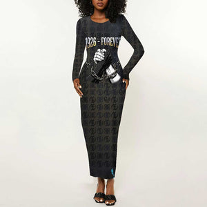 1926 Forever Black History Month Long Sleeve Bodycon Dress Broken Chains Freedom Adinkra Symbol