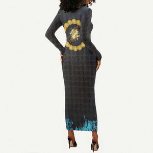 1926 Forever Black History Month Long Sleeve Bodycon Dress Broken Chains Freedom Adinkra Symbol