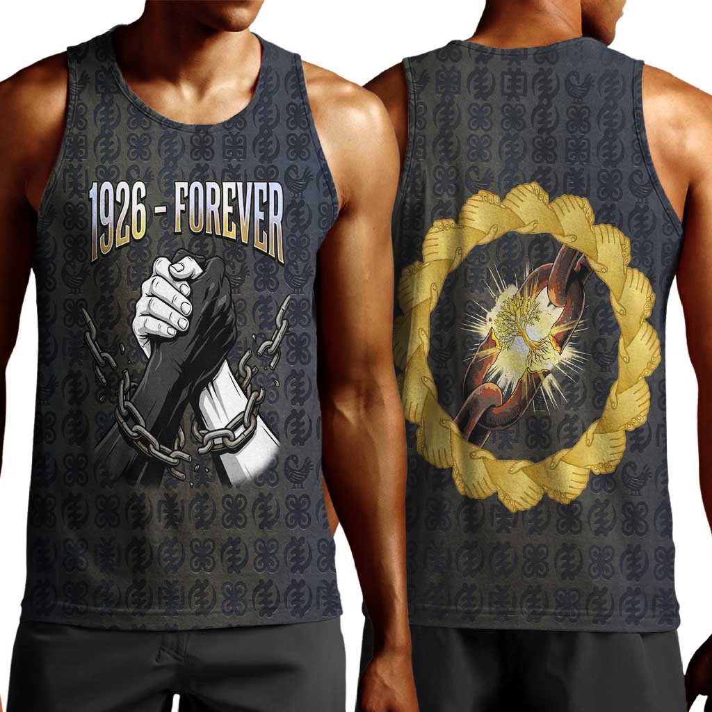 1926 Forever Black History Month Men Tank Top Broken Chains Freedom Adinkra Symbol