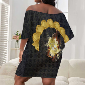 1926 Forever Black History Month Off Shoulder Short Dress Broken Chains Freedom Adinkra Symbol