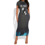 1926 Forever Black History Month Short Sleeve Bodycon Dress Broken Chains Freedom Adinkra Symbol