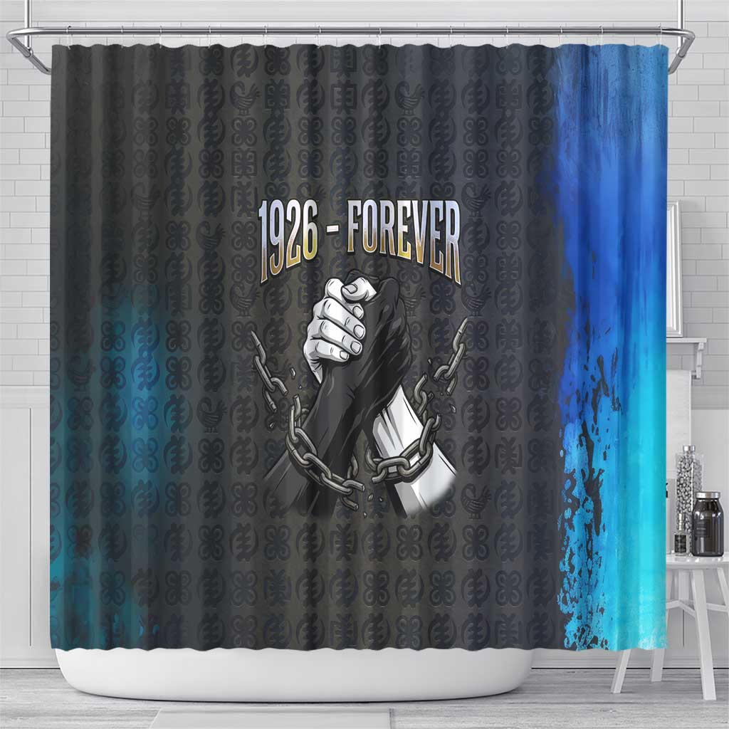 1926 Forever Black History Month Shower Curtain Broken Chains Freedom Adinkra Symbol