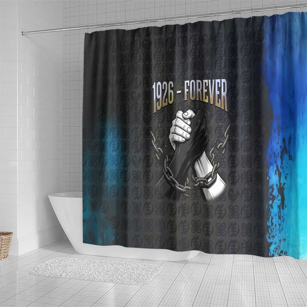 1926 Forever Black History Month Shower Curtain Broken Chains Freedom Adinkra Symbol