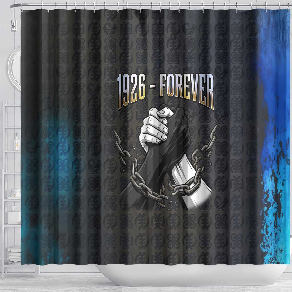 1926 Forever Black History Month Shower Curtain Broken Chains Freedom Adinkra Symbol
