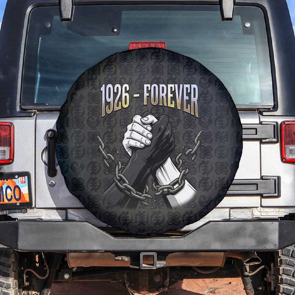 1926 Forever Black History Month Spare Tire Cover Broken Chains Freedom Adinkra Symbol