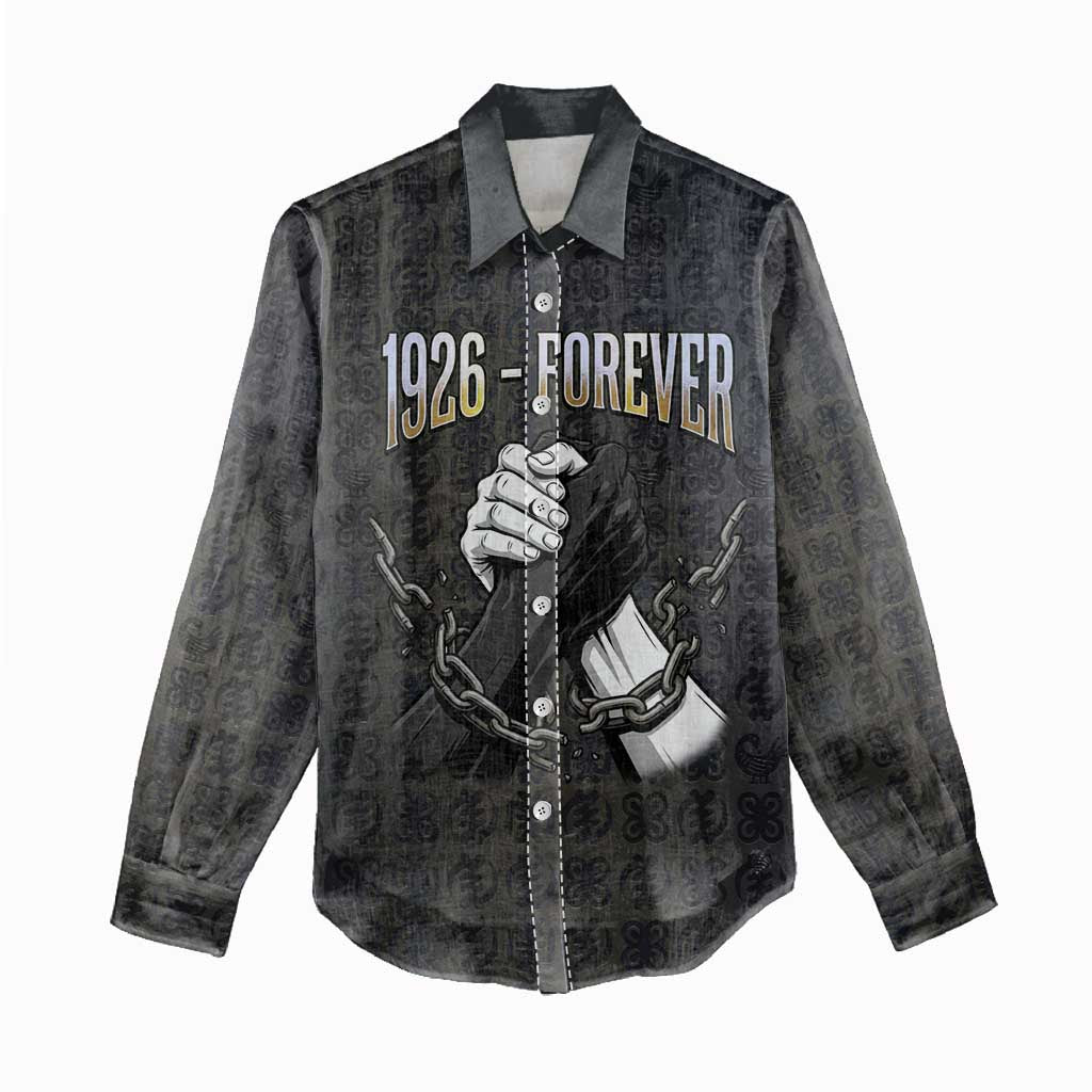 1926 Forever Black History Month Women Casual Shirt Broken Chains Freedom Adinkra Symbol