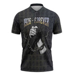 1926 Forever Black History Month Zipper Polo Shirt Broken Chains Freedom Adinkra Symbol