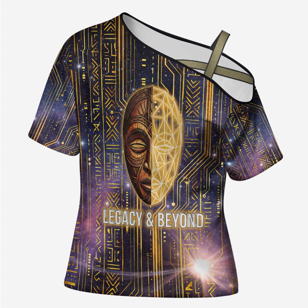 Afrofuturism Legacy Beyond Cross Shoulder Shirt African Astronaut Galaxy Mask