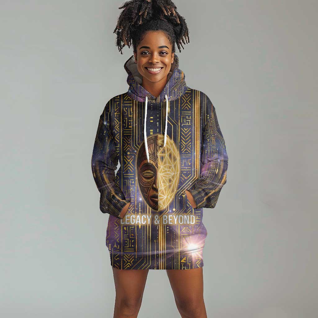 Afrofuturism Legacy Beyond Hoodie Dress African Astronaut Galaxy Mask