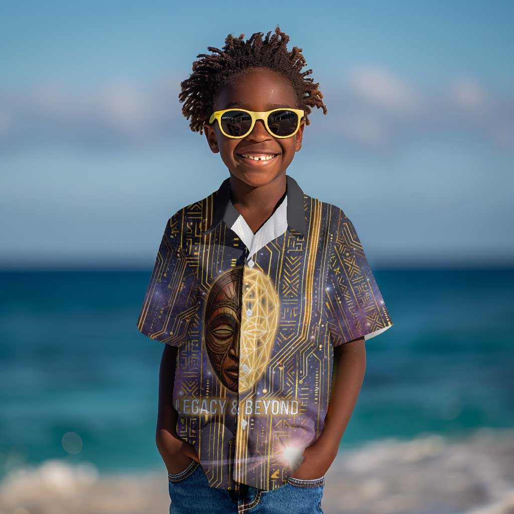 Afrofuturism Legacy Beyond Kid Hawaiian Shirt African Astronaut Galaxy Mask