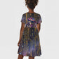 Afrofuturism Legacy Beyond Kid Short Sleeve Dress African Astronaut Galaxy Mask