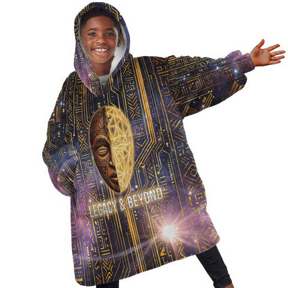 Afrofuturism Legacy Beyond Kid Wearable Blanket Hoodie African Astronaut Galaxy Mask