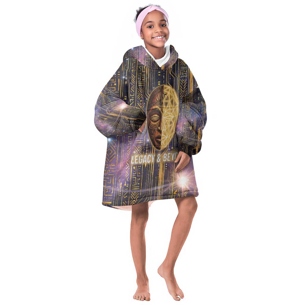 Afrofuturism Legacy Beyond Kid Wearable Blanket Hoodie African Astronaut Galaxy Mask