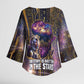 Afrofuturism Legacy Beyond Kimono Sleeve Blouse African Astronaut Galaxy Mask