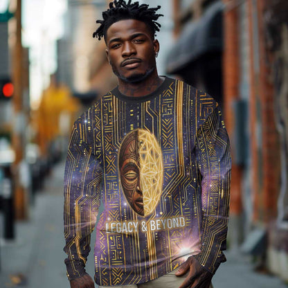 Afrofuturism Legacy Beyond Long Sleeve Shirt African Astronaut Galaxy Mask
