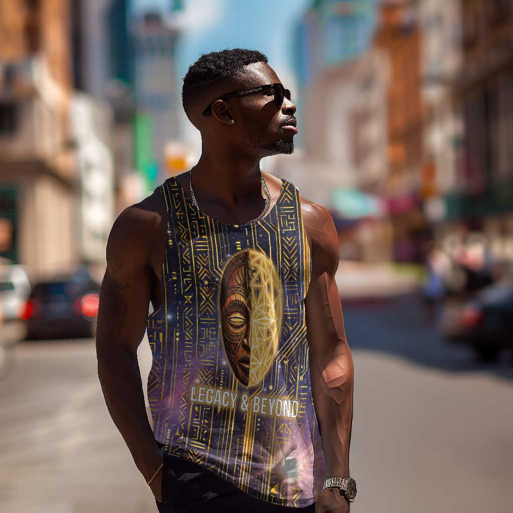 Afrofuturism Legacy Beyond Men Tank Top African Astronaut Galaxy Mask