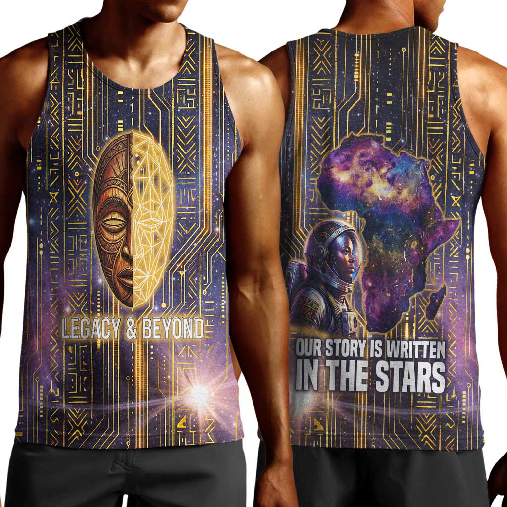 Afrofuturism Legacy Beyond Men Tank Top African Astronaut Galaxy Mask