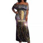 Afrofuturism Legacy Beyond Off Shoulder Maxi Dress African Astronaut Galaxy Mask