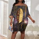 Afrofuturism Legacy Beyond Off Shoulder Short Dress African Astronaut Galaxy Mask