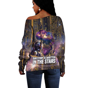 Afrofuturism Legacy Beyond Off Shoulder Sweater African Astronaut Galaxy Mask