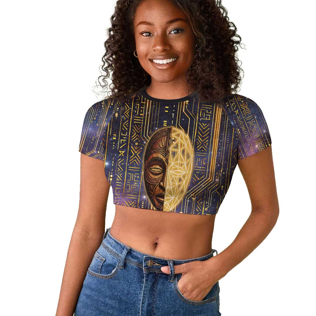 Afrofuturism Legacy Beyond Raglan Cropped T shirt African Astronaut Galaxy Mask