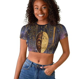 Afrofuturism Legacy Beyond Raglan Cropped T shirt African Astronaut Galaxy Mask