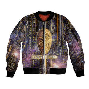 Afrofuturism Legacy Beyond Sleeve Zip Bomber Jacket African Astronaut Galaxy Mask