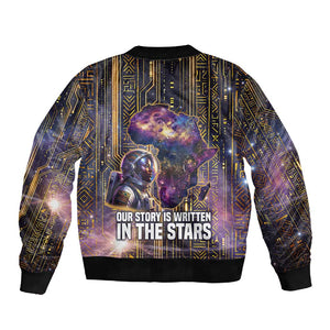 Afrofuturism Legacy Beyond Sleeve Zip Bomber Jacket African Astronaut Galaxy Mask