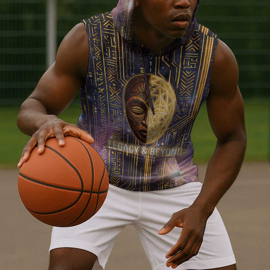 Afrofuturism Legacy Beyond Sleeveless Hoodie African Astronaut Galaxy Mask