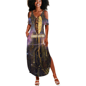 Afrofuturism Legacy Beyond Summer Maxi Dress African Astronaut Galaxy Mask