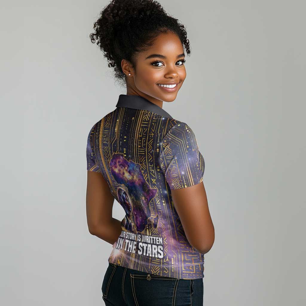 Afrofuturism Legacy Beyond Women Polo Shirt African Astronaut Galaxy Mask