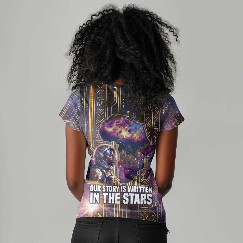 Afrofuturism Legacy Beyond Women V-Neck T-Shirt African Astronaut Galaxy Mask