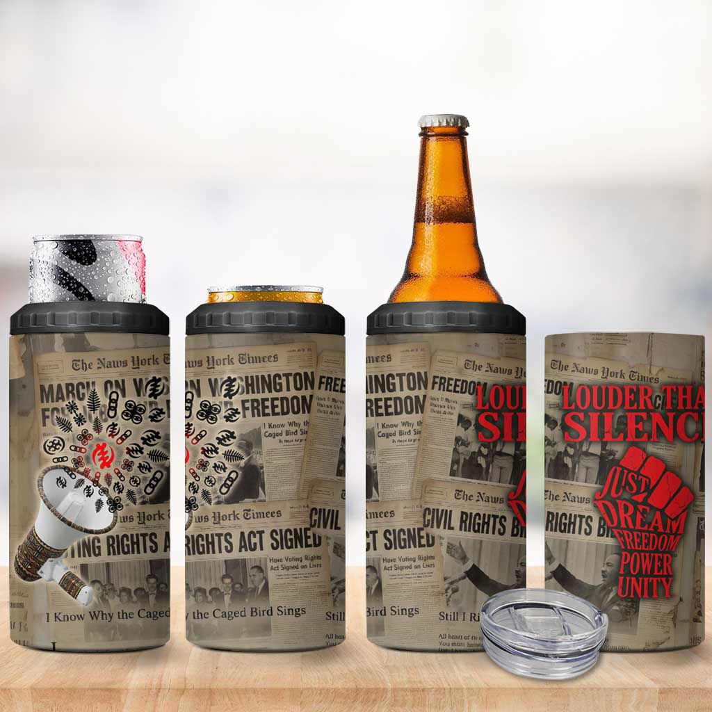 Louder Than Silence African 4 in 1 Can Cooler Tumbler Civil Rights News Megaphone