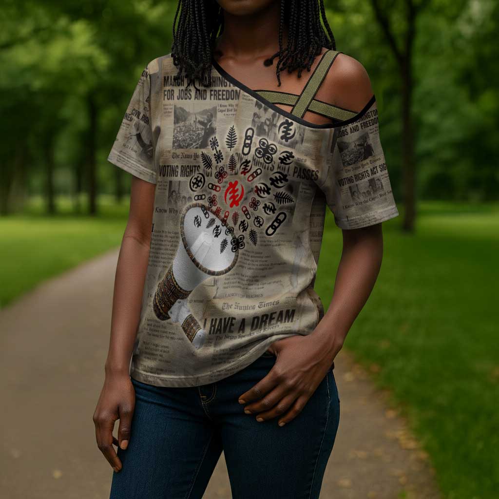 Louder Than Silence African Cross Shoulder Shirt Civil Rights News Megaphone