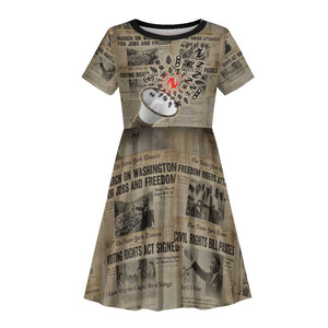 Louder Than Silence African Kid Short Sleeve Dress Civil Rights News Megaphone
