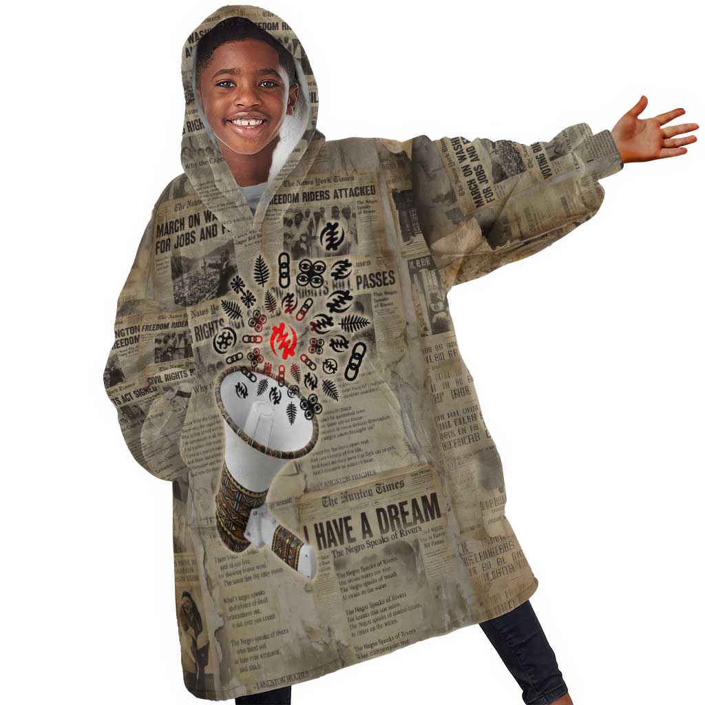 Louder Than Silence African Kid Wearable Blanket Hoodie Civil Rights News Megaphone