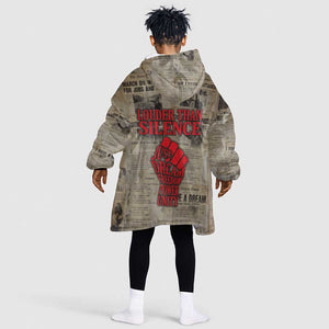 Louder Than Silence African Kid Wearable Blanket Hoodie Civil Rights News Megaphone