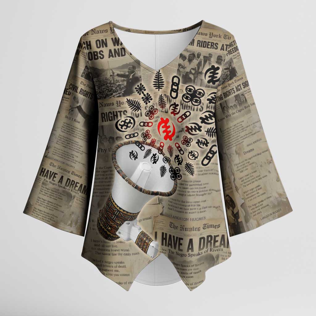 Louder Than Silence African Kimono Sleeve Blouse Civil Rights News Megaphone