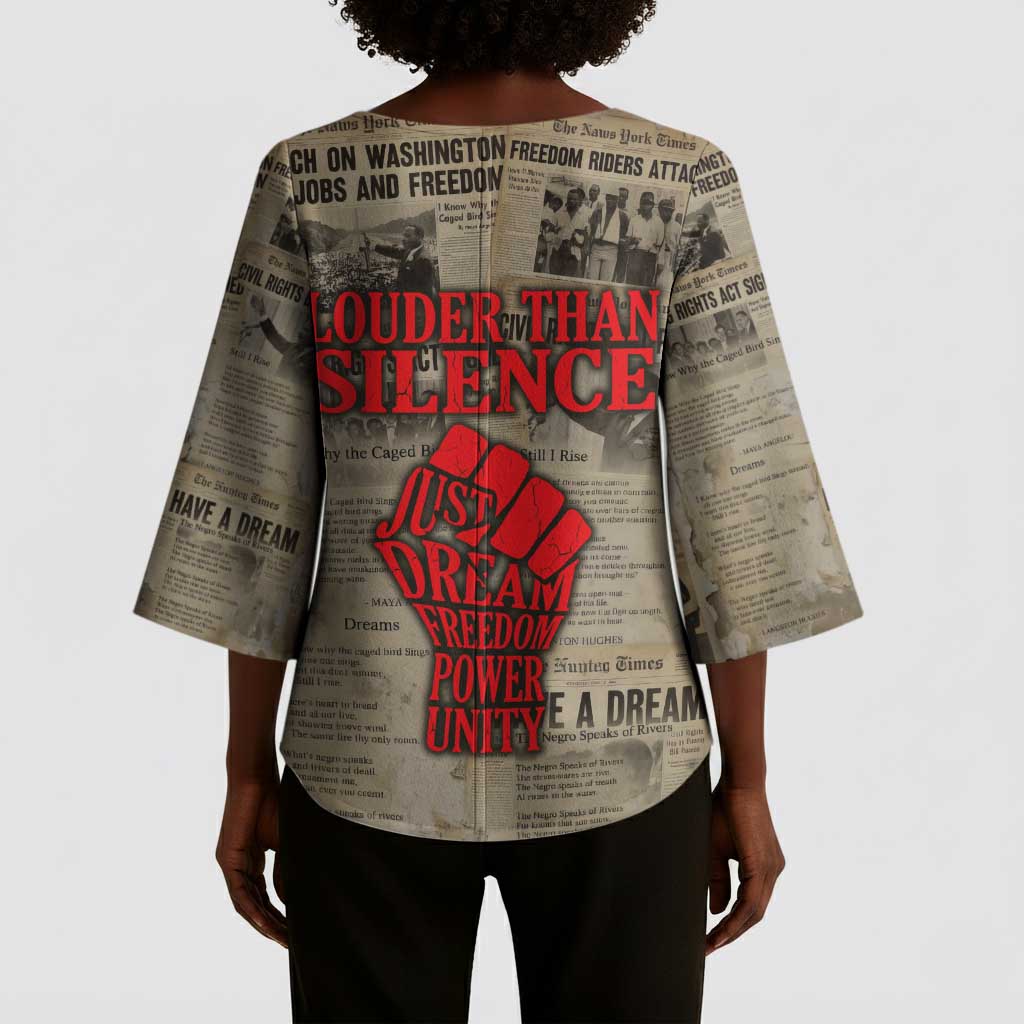 Louder Than Silence African Kimono Sleeve Blouse Civil Rights News Megaphone