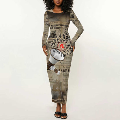 Louder Than Silence African Long Sleeve Bodycon Dress Civil Rights News Megaphone