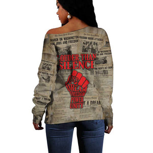 Louder Than Silence African Off Shoulder Sweater Civil Rights News Megaphone