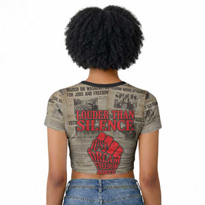 Louder Than Silence African Raglan Cropped T shirt Civil Rights News Megaphone