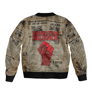 Louder Than Silence African Sleeve Zip Bomber Jacket Civil Rights News Megaphone