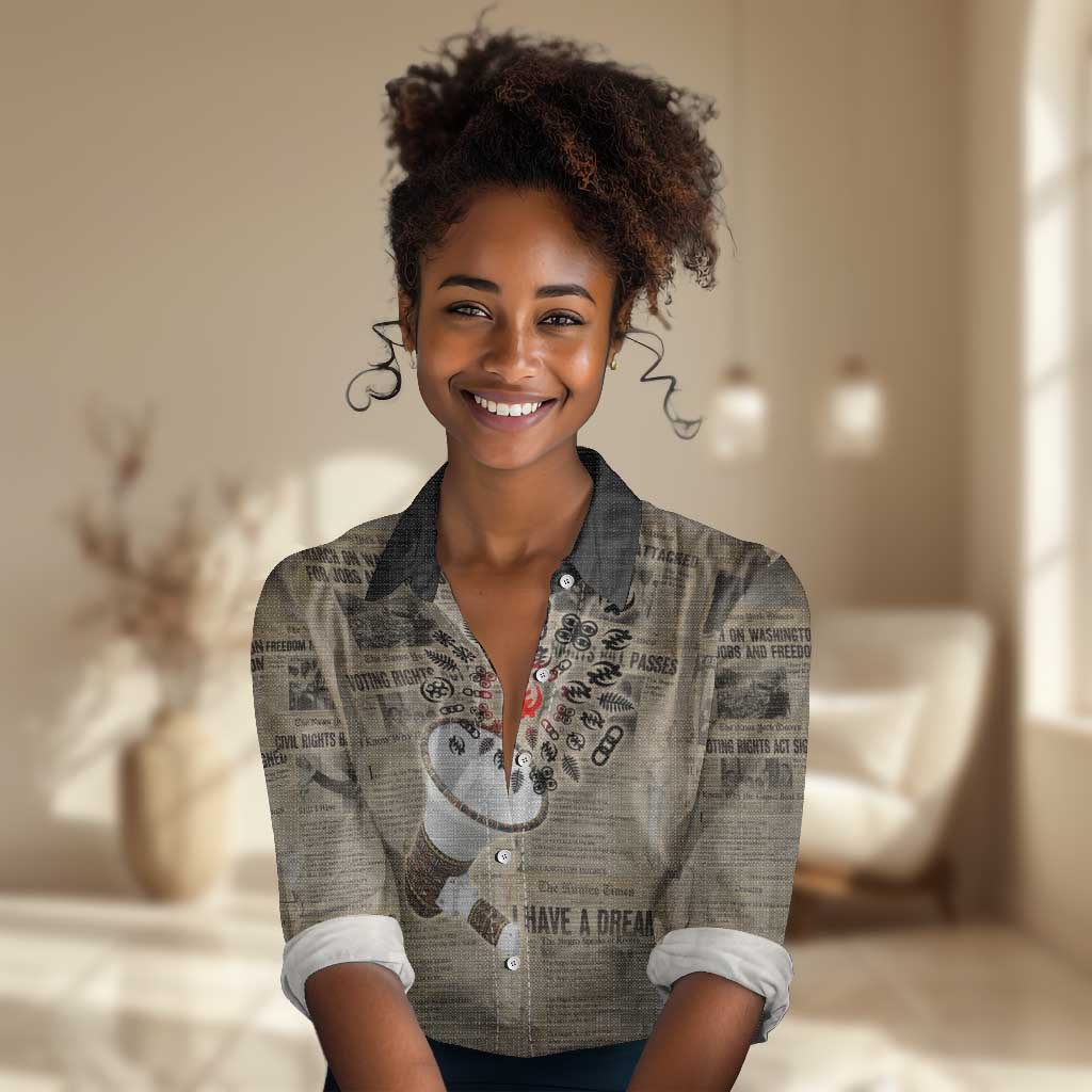 Louder Than Silence African Women Casual Shirt Civil Rights News Megaphone